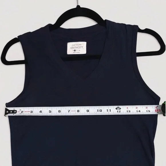 Southcott Navy Bamboo Blend Sleeveless V-Neck High Low Hem Dress Size 1 - Picture 5 of 7